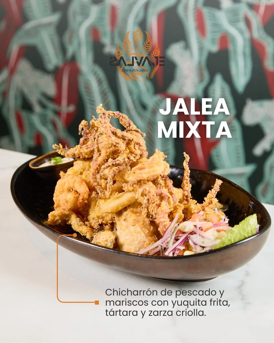 Post de Instagram con fotografía de producto para Salvaje, chifa peruano